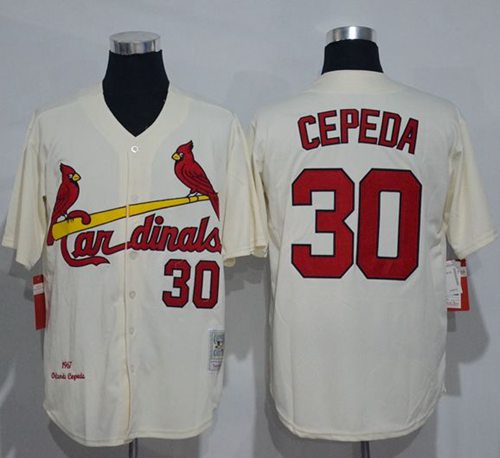 Mitchell And Ness 1967 Cardinals #30 Orlando Cepeda Cream Throwback Stitched MLB Jersey - Click Image to Close